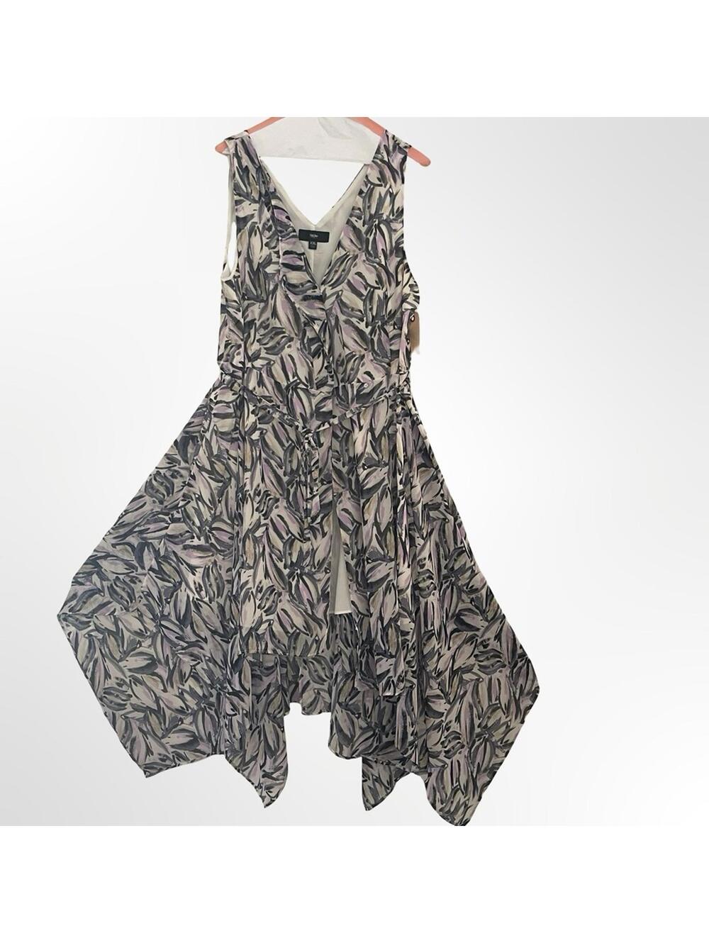 Mossimo Sleeveless Leaf Print Handkerchief Hem Dress in XXL - Picture 2 of 6